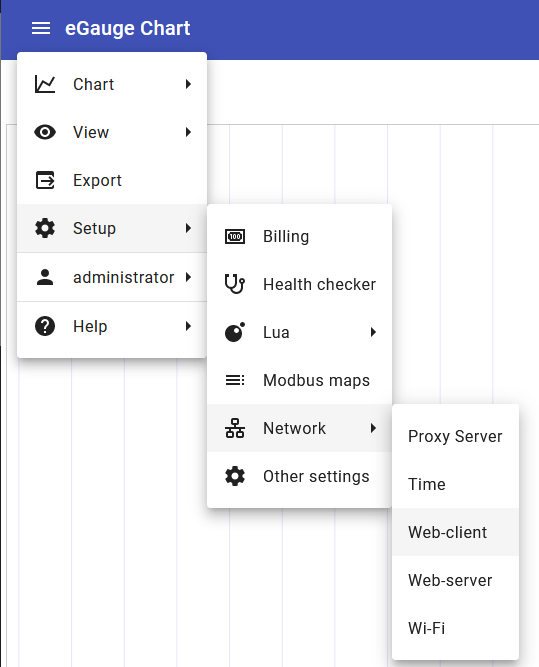 Setup → Network → Web-client